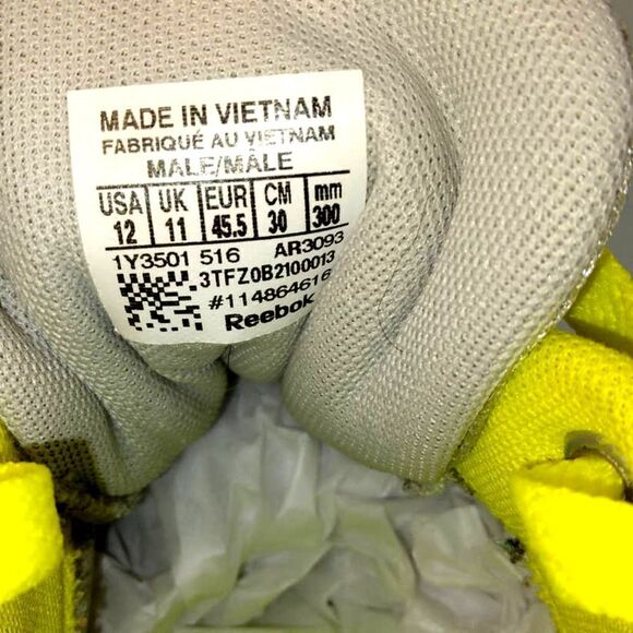 Reebok Hexaffect Mens Pre-owned Gray w/Neon Yellow Running Sneakers - sz. 12 - Picture 6 of 6